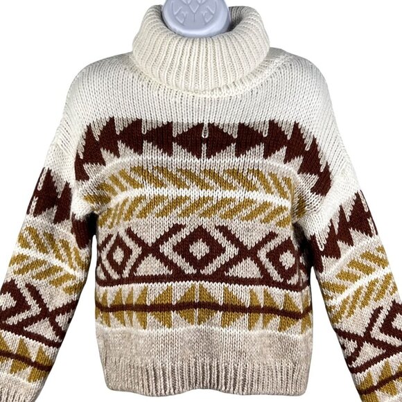 Anthropologie Elsamanda Womens S Sweater Alpaca Blend Southwestern Turtleneck - Picture 4 of 16